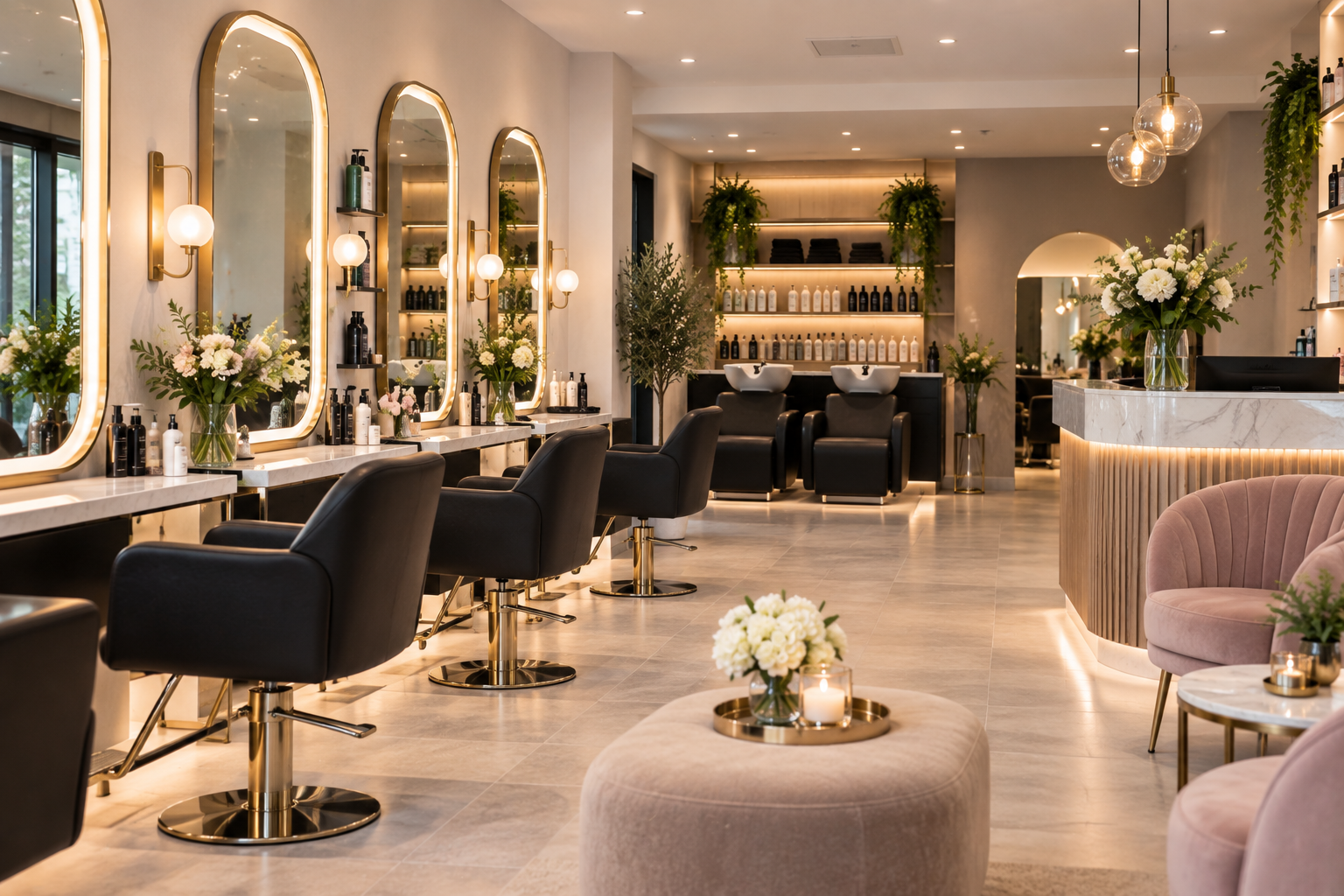 Cut and Glow Salon Interior
